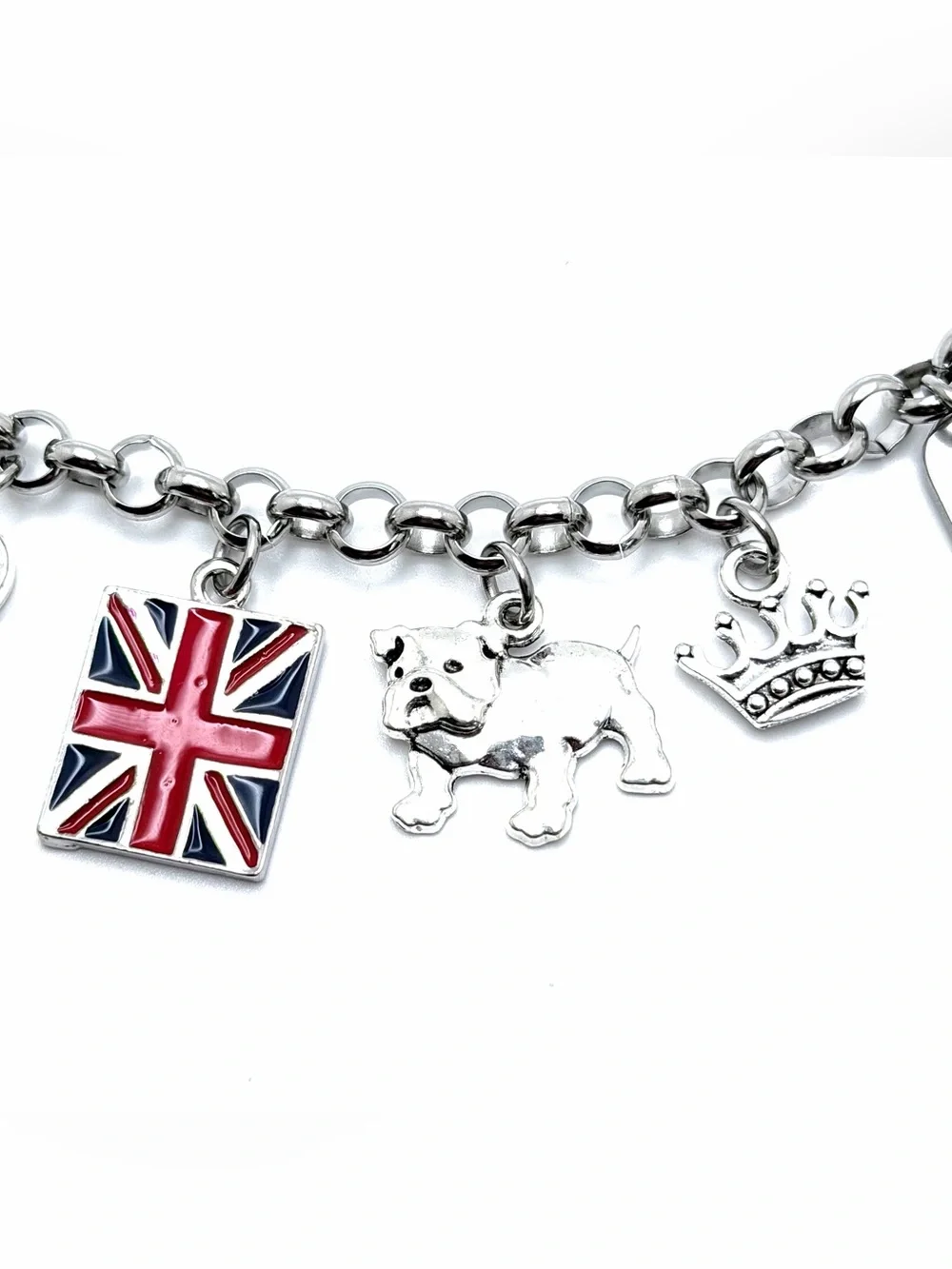 English Bulldog Charm Bracelet Dog Mom Gift British Bulldog Jewelry Personalized